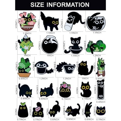24 Pcs Black Cat Enamel Pin Set – Cute and Quirky Lapel Pins for Jackets, Backpacks & Hats – Gift for Friends & Collectors4