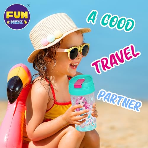 Image of 17oz Mermaid Kids Water Bottle, Total My Style Toddler Spout Cover and Carry Handle Design Lid Leak Proof BPA free Cup for Girls Ages 3+ Dishwasher Safe for Sports School Travel with Silicon Straw