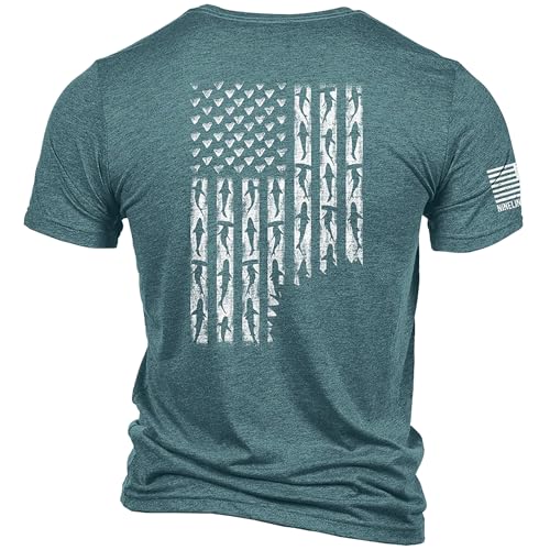 Nine Line Shark Flag Triblend T-Shirt - Unisex Patriotic Shirt - Dropline Logo and American Flag on Sleeve3