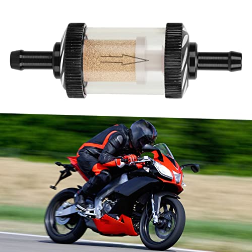 Motorrad-Benzinfilter, Carving Hitzebeständigkeit Motorrad-Kraftstofffilter für Motorräder mit 6 mm Durchmesser(Schwarz)