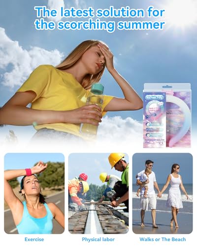 Image of Neck Cooling Tube Wraps Ice Ring Neck Cooler Personal Ice Pack Wrap for Hot Weather Gel Reusable Wearable Gel Cooling for Summer Heat Hot Flashes Freezer Below 64.4℉
