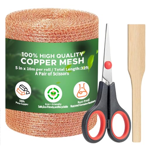 EnfunDraux Kupferband gegen Schnecken und Mäuse 12.7cm × 12m Schneckenzaun aus reinem Kupfer mit Kupferwolle für Garten Schneckenabwehr