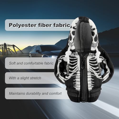 Image of OFBAND Car Gear Shift Cover for Skull Motif,Cool Car Gear Shift Knob Cover with Mini Zip Protects Shifts Knob Car Decor,Funny Gears Shifts Hoodie Car Accessories (Skeleton)