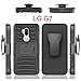 NEM Heavy Duty Holster Case Compatible with LG G7 ThinQ / 2018 LG G7, – Shockproof Dual Layer Phone Cover with Kickstand & Belt Clip (Black)