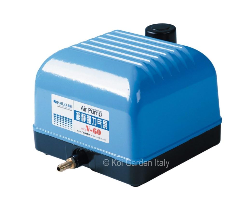 Pompa ad aria Hailea V60 per acquario e laghetto, fino a 3600 l/h, pompa a membrana con alloggiamento in alluminio