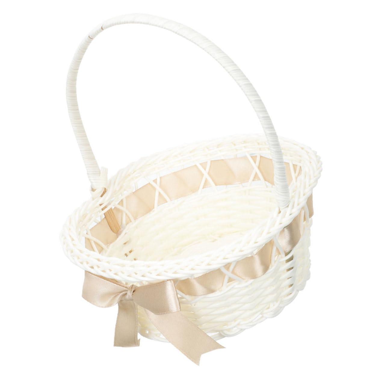 Unomor Flower Basket Girl Woven Basket with Handle Wedding Flower Basket for Decoration Storage Basket for Fruits Bread 16x20cm Coffee Brown