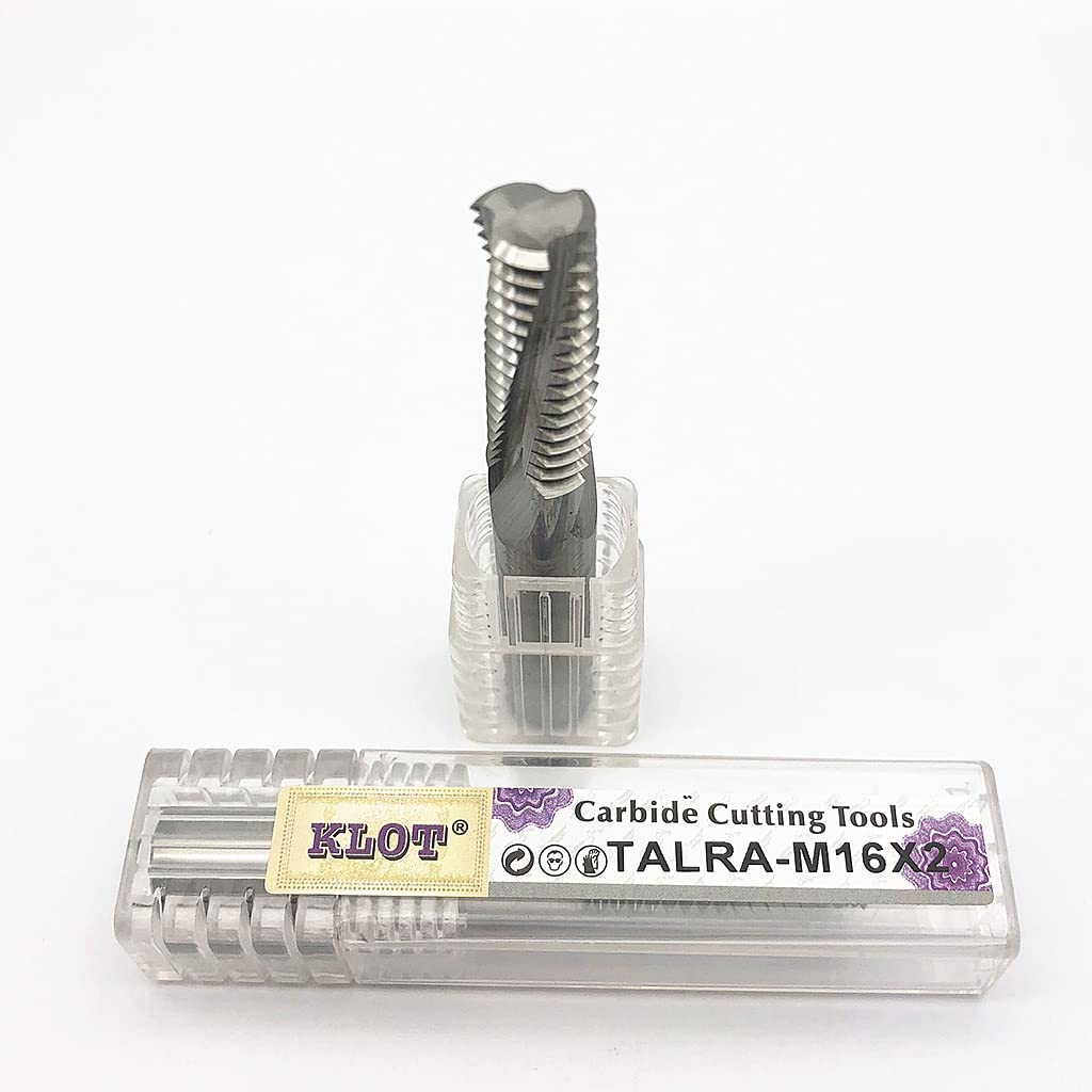 KLOT Solid Carbide Thread Mill Uncoated for Aluminum M1.6-M24 Spiral Helical 3-Flute Threading Milling Cutter (M10*1.5)