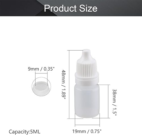 Miniatura 2 de Othmro Botellas cuentagotas de plástico de ojo de laboratorio de polietileno de 0.2 onzas, 20 piezas, gotero líquido exprimible de 0.2 fl oz boca