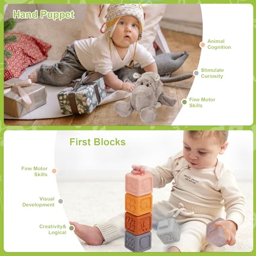 Image of Adena Montessori 6 in 1 Sensory Play Kit 7-12 Months Baby | Made for newborns to build motor skills & hand-eye coordination, it brings diverse sensory play with smooth wooden toys.