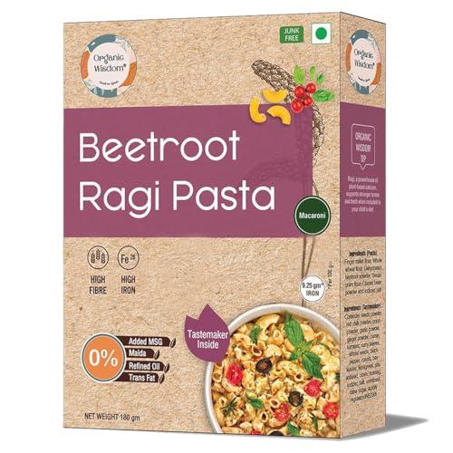 Image of Organic Wisdom-Back to Roots Beetroot Ragi Pasta, 180 g | Millet Pasta | No Maida, No MSG, No Refined Oil | Rich in Calcium & Iron