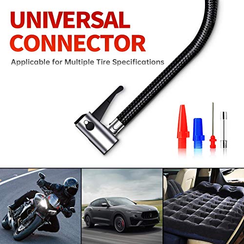 VacLife Tire Inflator for Car Tires, Bicycles with Schrader Valve and Other Inflatables, DC 12V Portable Air Compressor with Emergency LED Light & 9.2 Ft Long Power Cord, Auto Shut Off (VL731)
