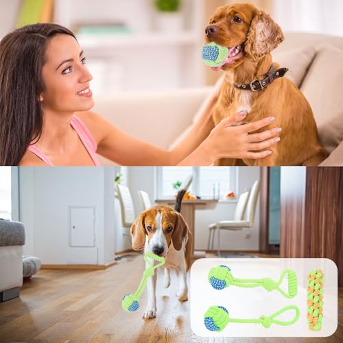 Rongrongago 7 Stück Hundespielzeug-Set, Hundespielzeug Seil, Strapazierfähiges Kauspielzeug Hund, Geeignet Für Welpen, Kleine Hunde, Mittelgroße Hunde (Grün)