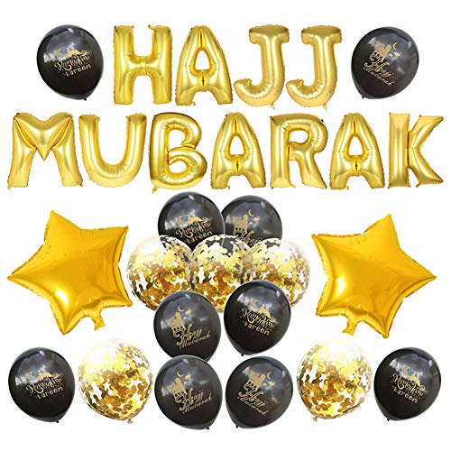 Umra Moubarak islamique lettres FOIL Hanging Ballons Eid La Mecque PELERINAGE-Or