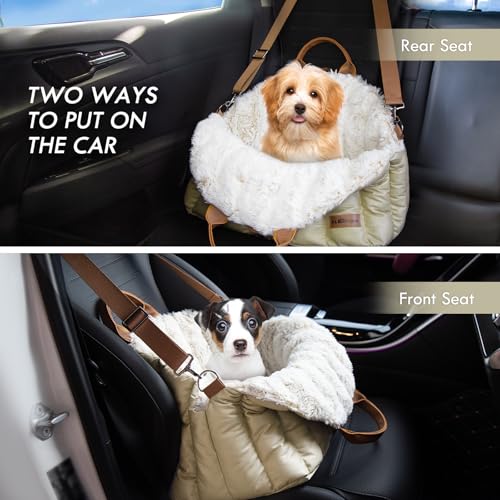 ClevaHome Autositz & Tragetasche & Bett für kleine Hunde – Rutschfester Autositz für Hunde bis 4,5 kg – Stilvolle Haustiertasche für drinnen & draußen