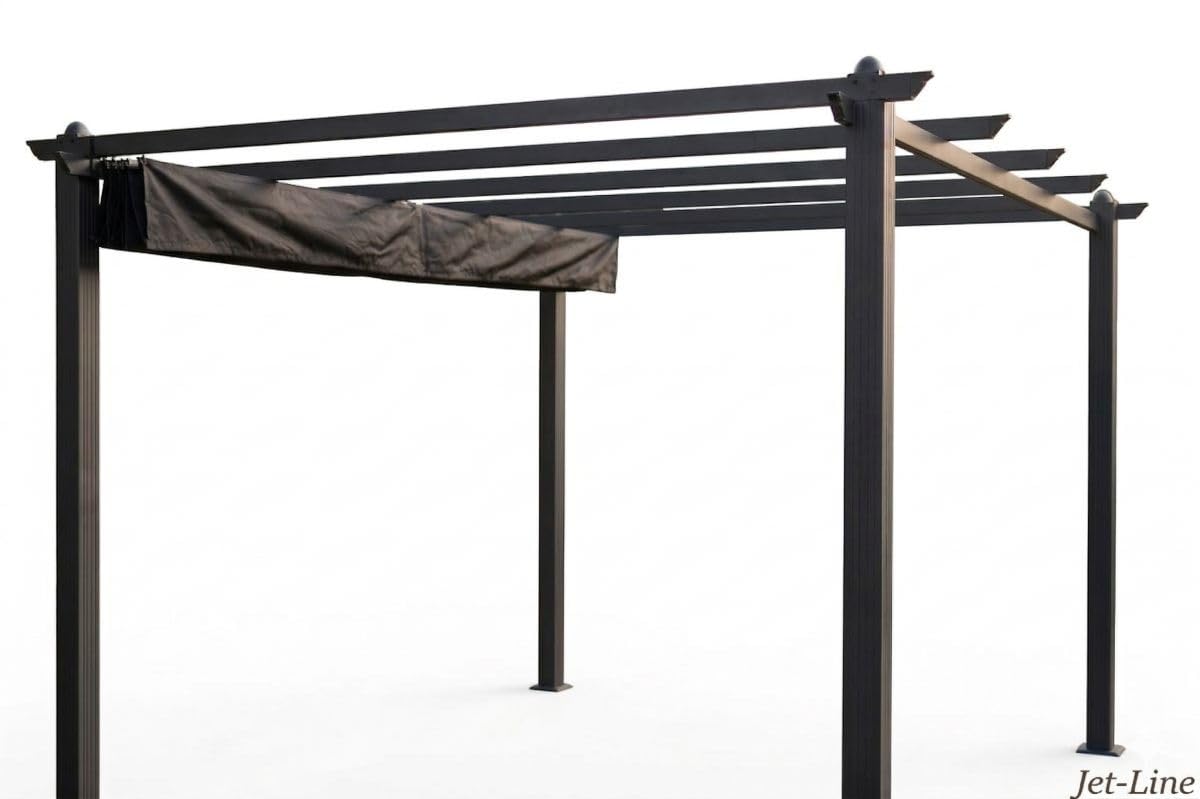 Jet-Line Bâche Luxor | Tonnelle Pergola 4 x 3 m | Noir | Bâche d'Hiver | Protection UV et Contre les Intempéries