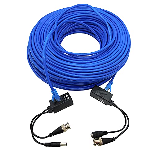 防犯カメラケーブル 電源、信号一体型 50m 延長アダプター付 延長ケーブル LANケーブル使用