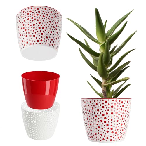 KADAX Blumentopf aus Kunststoff, ⌀ 11 – 21 cm, 5 Farben, einfacher Topf, robuster Pflanztopf, Pflanzkübel, runder Blumentopfschutz für Farn (⌀ 13cm, Rot)