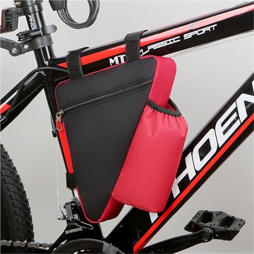 Bicycle Triangle Beam Bag Quick Release Mountain Bike Front Multi-Function Bag Cycling Equipment Accessories(Red)3