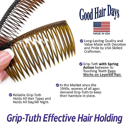 Good Hair Days 414SHELL Grip-Tuth Combs - Set Of 2 Hair Side Combs thumb #3