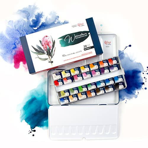 ROSA Gallery Botanical Watercolor Paint Set, Vibrant Kit by Professional Artists, Washable, High Lightfastness, Made in Ukraine, Packed in Metal Box, 28 Ct. by Rosa Gallery - Used condition - Image 7