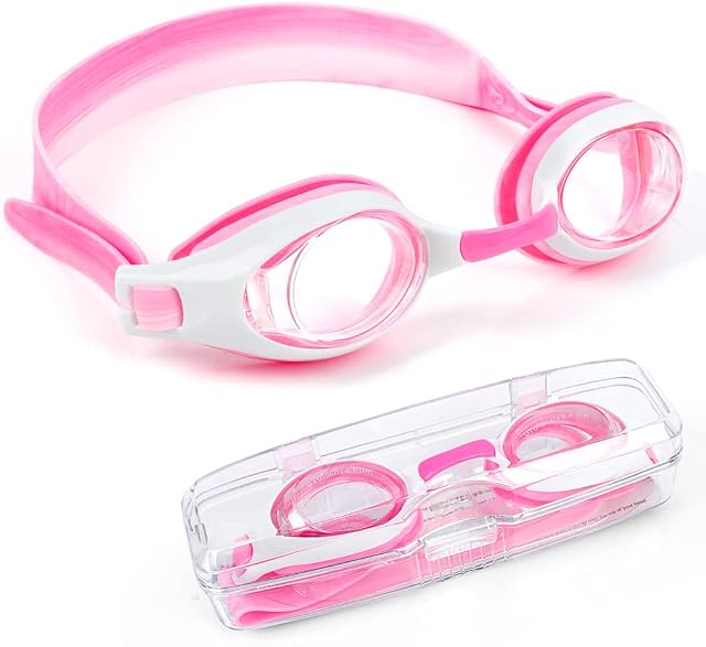 iToobe Swim Goggles, Anti-Fog Leak Proof Kids Swimming Goggles Flexible Nose Bridge Wide View Swim Glasses with Portable Case for Children Teens Girls