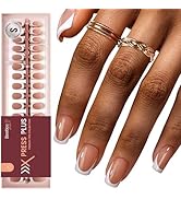 Beetles French Tips Press On Nails: 224 Pcs Brown French Tip Nails Short Squoval Fake Nail Tips,S...