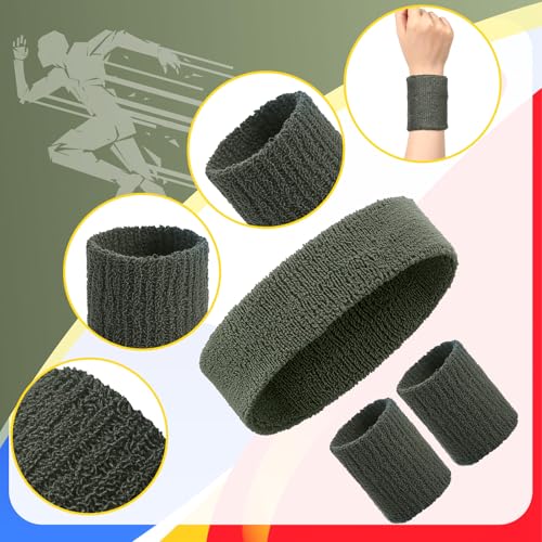Image of Civaner 12 Pcs 80 90s Neon Sweatbands Soccer Baseball Headbands Wristband Set for Men Women Party Cotton Headbands Terry Cloth Athletic Sweat Bands for Tennis Football Gym Outdoor