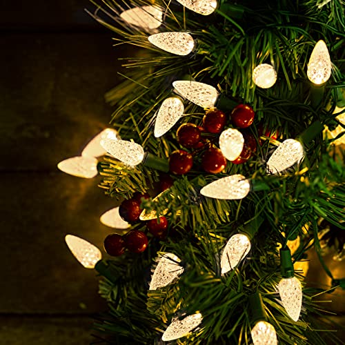 C6 Led Christmas String Lights, 33Ft 100 Led Warm White Strawberry Lights Plug In, Waterproof Fairy Lights Connectable Green Wire Light String For Indoor Outdoor Patio Yard Xmas Tree Party Decoration #TOP6