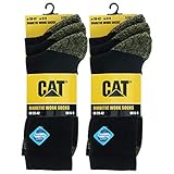Caterpillar Diabetic Work Socks 6 Pares Calcetines Trabajo, Mejor Circulación Sanguínea, Talón Puntera Reforzados, Absorción Humedad, No Aprieta, Algodón, Remallado a Mano (Negro, 39-42)