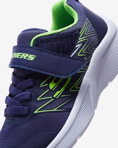 Skechers Garçon Microspec Texlor Baskets, Navy Textile/Lime & Silver Trim, 37 EU