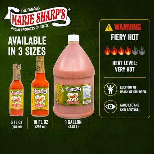 Image of Marie Sharp's Fiery Hot Habanero Pepper Sauce, 10 oz - Extra Hot Belizean Hot Sauce with Intense Heat & Flavor - All-Natural, Gluten-Free (Pack of 2)