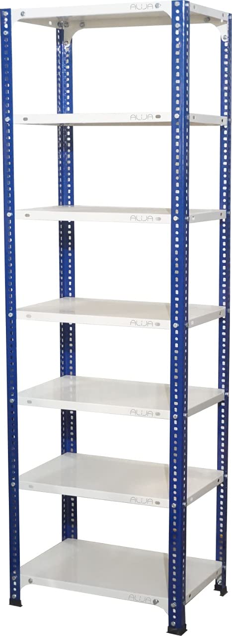 ALIJA®️ Slotted Angle Metal Rack 20 gauge (6 x 2 x 1.25 Ft. / 72 x 23 x 15 Inch) with 7 Shelves Storage Rack unit (14 gauge angle) (Blue and Ivory)-image-14