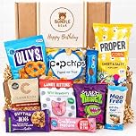 Vegan Hamper Snack Box, Chocolate, Sweets, Crisps & Nuts Gift Selection by Bundle Bear, Dairy Free Chocolate Gifts & Plant Based Treats, Birthday & Gift Snack Gift Box for Women & Men (Happy Birthday)
