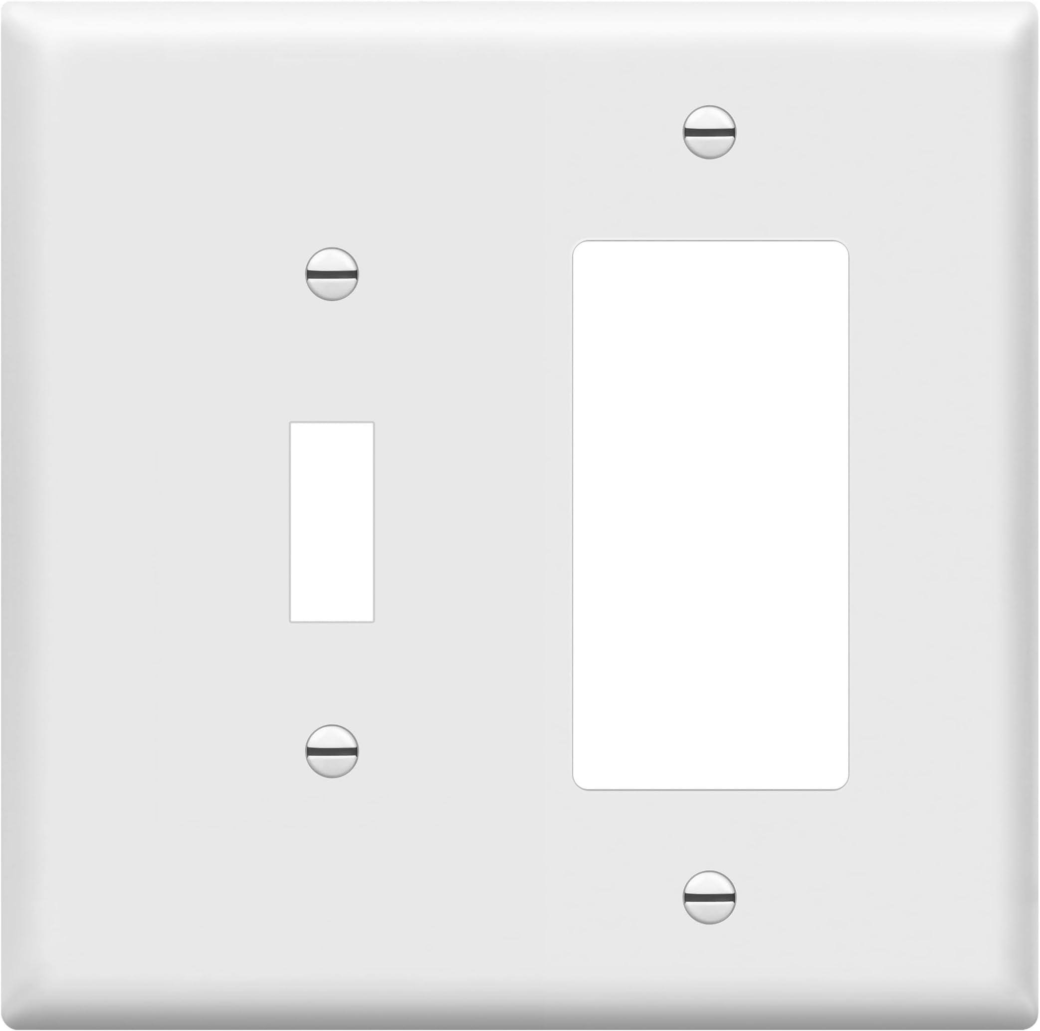 ENERLITES Combination Toggle Light Switch/Decorator Switch Wall Plate, Mid-Size 2-Gang 4.88" x 4.92", Polycarbonate Thermoplastic, 881131M-W, White
