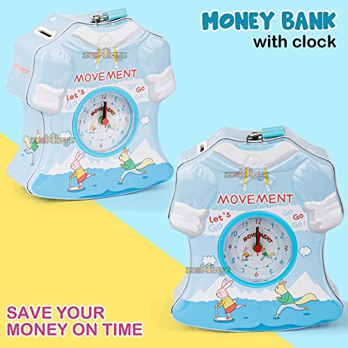 Image of Zest 4 Toyz Money Bank for Kids 2 in 1 Metal Piggy Bank with Lock N Key Table Alarm Clock for Kids Money Saving Box Gullak Money Box Coin Bank Cash Box Birthday Gift Toy Age 3+
