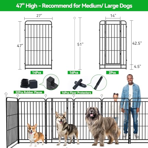 Image of Kfvigoho Heavy Duty Dog Playpen 16 Steel Panels 47 inch Height