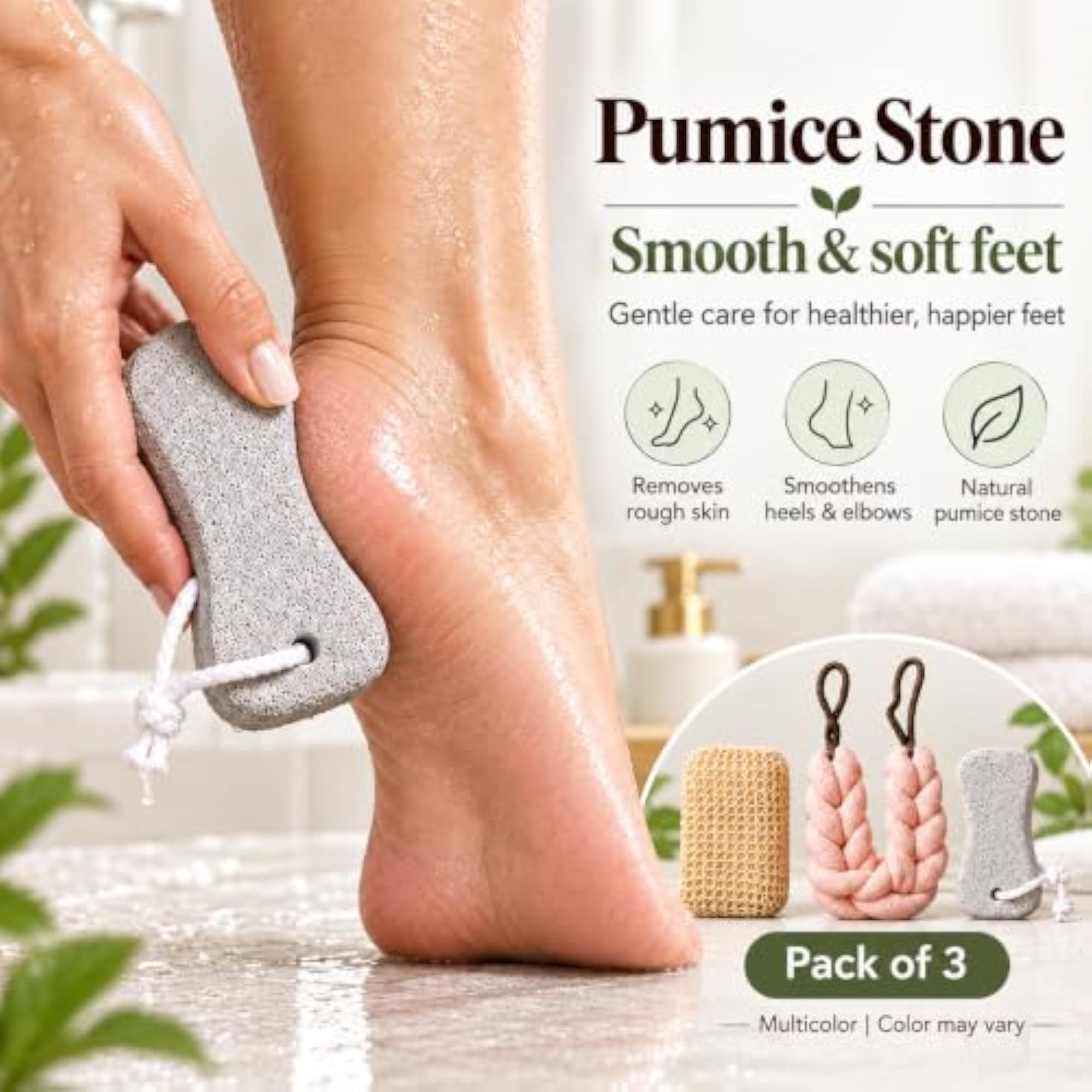 3-Piece Bath Exfoliating Set with Loofah, Soap Pouch & Pumice Stone