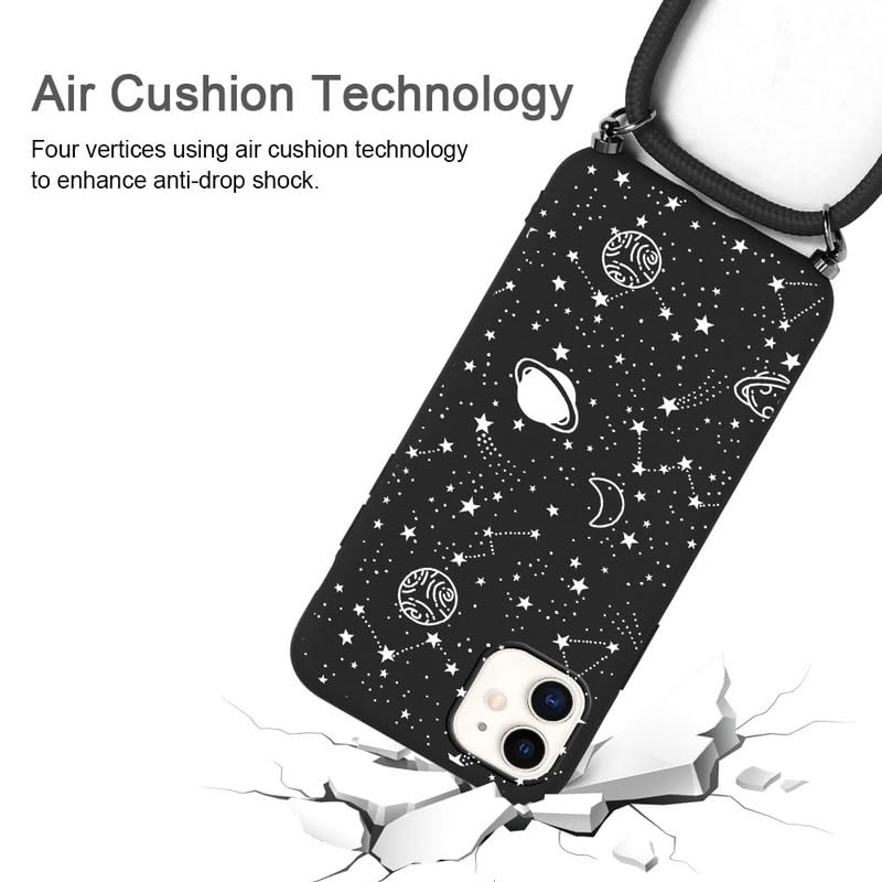 Nupcknn Funda Silicona Con Cuerda Para IPhone 13, Carcasa Suave Silicona Case Con Correa Colgante Ajustable Collar Correa De Cuello Cadena Cordón 1.5M (Transparente