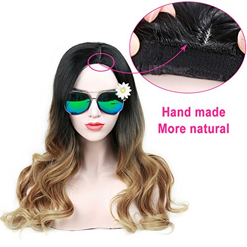 Quantum Love Wigs Ombre Wig Black To Light Brown Side Part Long Wavy Wig Heat Resistant Synthetic Daily Party Wig For Women (Ombre Black To Light Brown) #TOP1