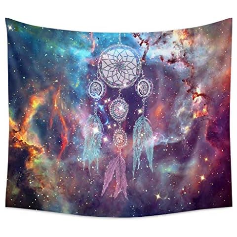 X-morrey Colorful Dream Catcher Tapestry Indian Wall Hanging,Holiday decoration Watercolor Printed Bedroom Living Room Dorm Bohemian Wall art Tapestry Beach towel 59”x78.7” (Blue sky-Dream Catcher) Cover