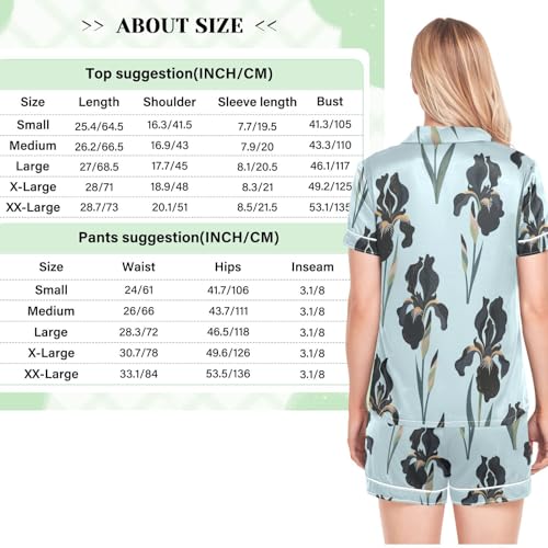 Pijama de satén premium con diseño de flores turquesas ropa de dormir clásica 4