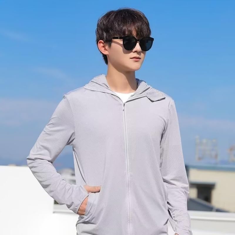 Image of Men and Women's UV Protection Jacket with Detachable Hood and Large Brim for Summer