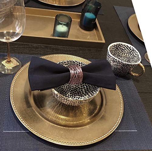 Image of SKAVIJ Handmade Twisted Wire Mesh Napkin Rings Holders Decor Dinner Party Wedding Thanksgiving Christmas Gathering (Brown 12pcs)