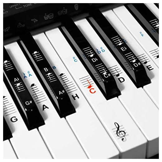 kwmobile Piano Keyboard Noter Sticker – för 49 61 76 88 tangenter instrument – Vinyl Piano Sticker för vita och svarta knappar – med instruktioner