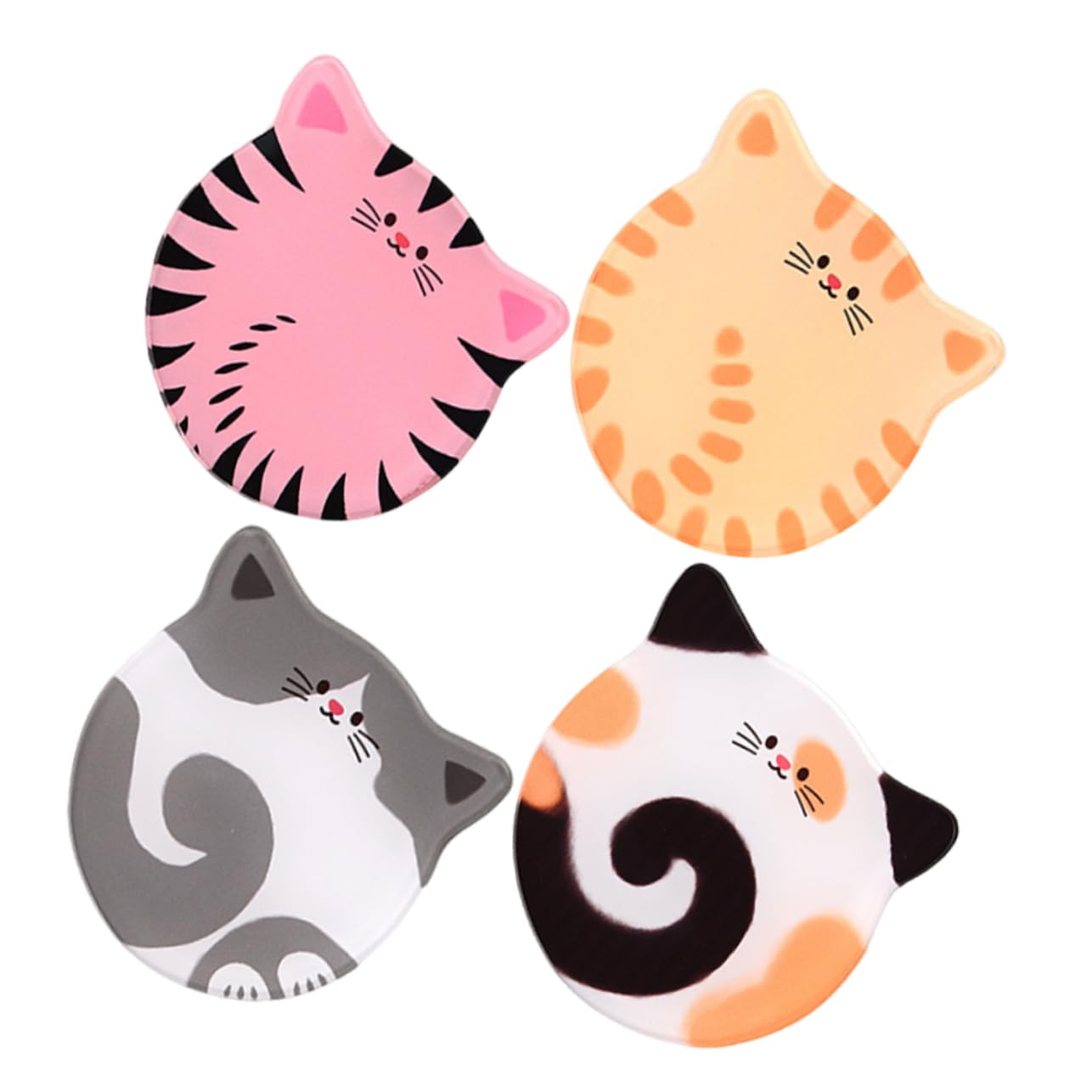 BESTOYARD 16piezas Posavasos Acrílicos Diseño De Gato Antideslizantes para Bebidas Café y Cerveza Decoración Moderna para