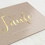 sendmoments Taufkarten Goldener Schriftzug, Taufe Einladung personalisiert mit Text & Foto, 5er Klappkarten-Set C6 mit Goldfolien Veredelung, Einladungskarten Set optional mit Design Umschläge