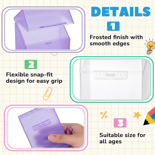 Image of Clabby 2 Pcs Clear Plastic Crayon Boxes Hold 24 Count, Purple,Clear