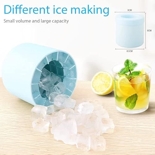 Ice Cube Maker Silicone Bucket, Portable Sealed Mold Cup Ice Trays With Lid, Portable Sealed Easy-Release For Freezer, Water, Juice, Coffee, Whiskey, Cocktail, Blue #TOP4