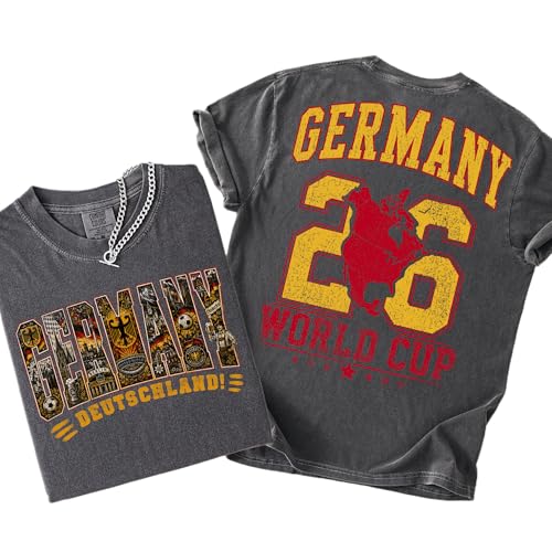Germany World Soccer Cup 2026 T Shirt Germany 26 Soccer Fan Graphic Tee Vintage Deutschland Sports Shirt Pepper