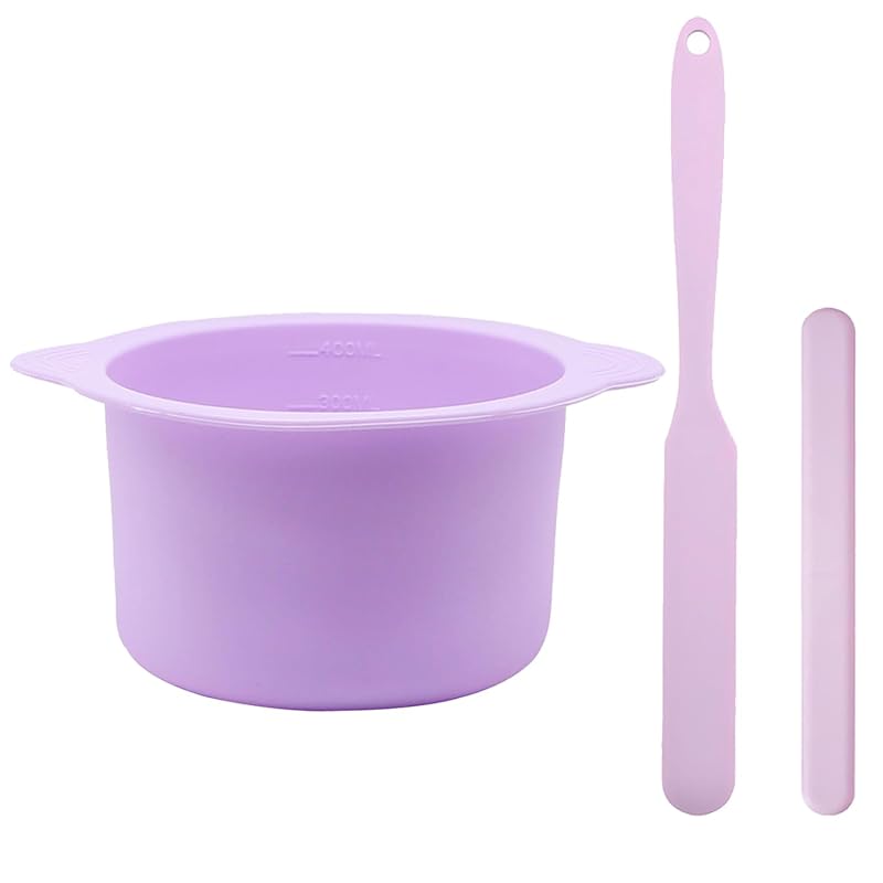 Recipiente de silicone LEISENOR para aquecedor de cera com 2 espátulas, roxo